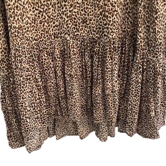 Vici Brown Tan Leopard Cheetah Print Long Sleeve Dress Women’s Size Small Flowy - Picture 7 of 9